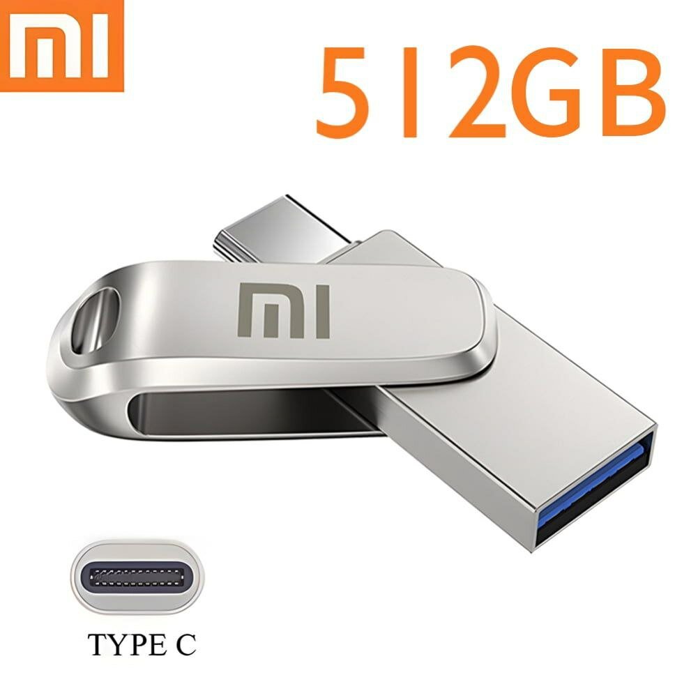 Двусторонняя Флешка XiaoMi 512 ГБ, металлический корпус, с высокой скоростью, прочный