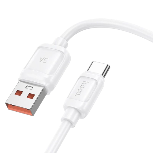Кабель Hoco X115, для быстрой зарядки, Type-C, 100 W, 5 A, белый — фото 1