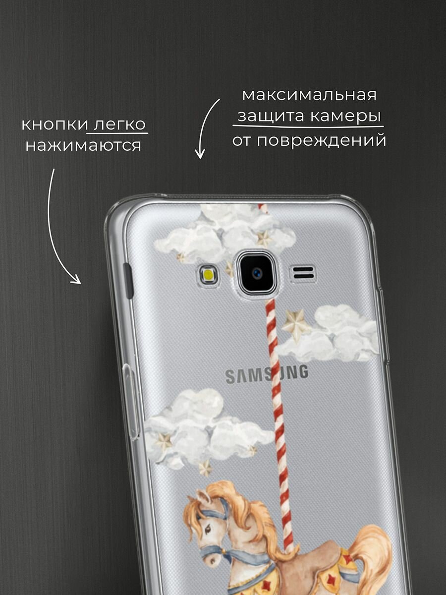 Чехол на Samsung Galaxy J7 Neo / Самсунг Галакси Джей 7 Нео с принтом "Карусель лошадка", прозрачный — фото 1