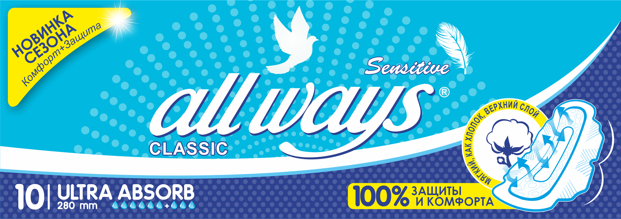 Прокладки женские гигиенические All ways Classic Sensitive 10 шт