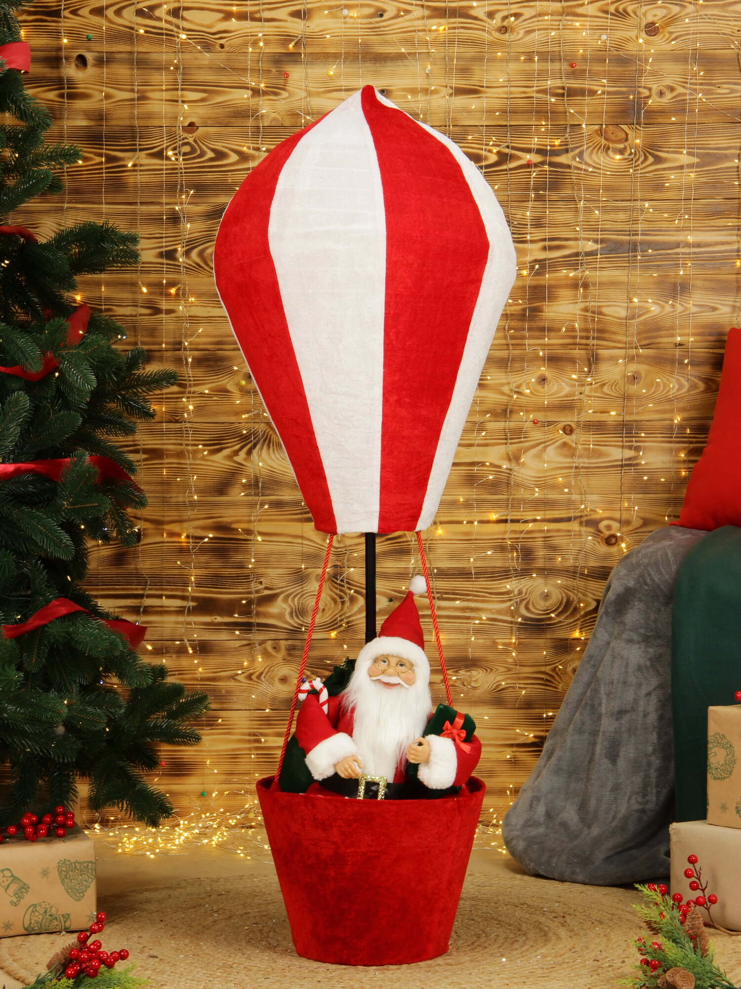 Дед мороз под елку красный, 110см, на воздушном шаре