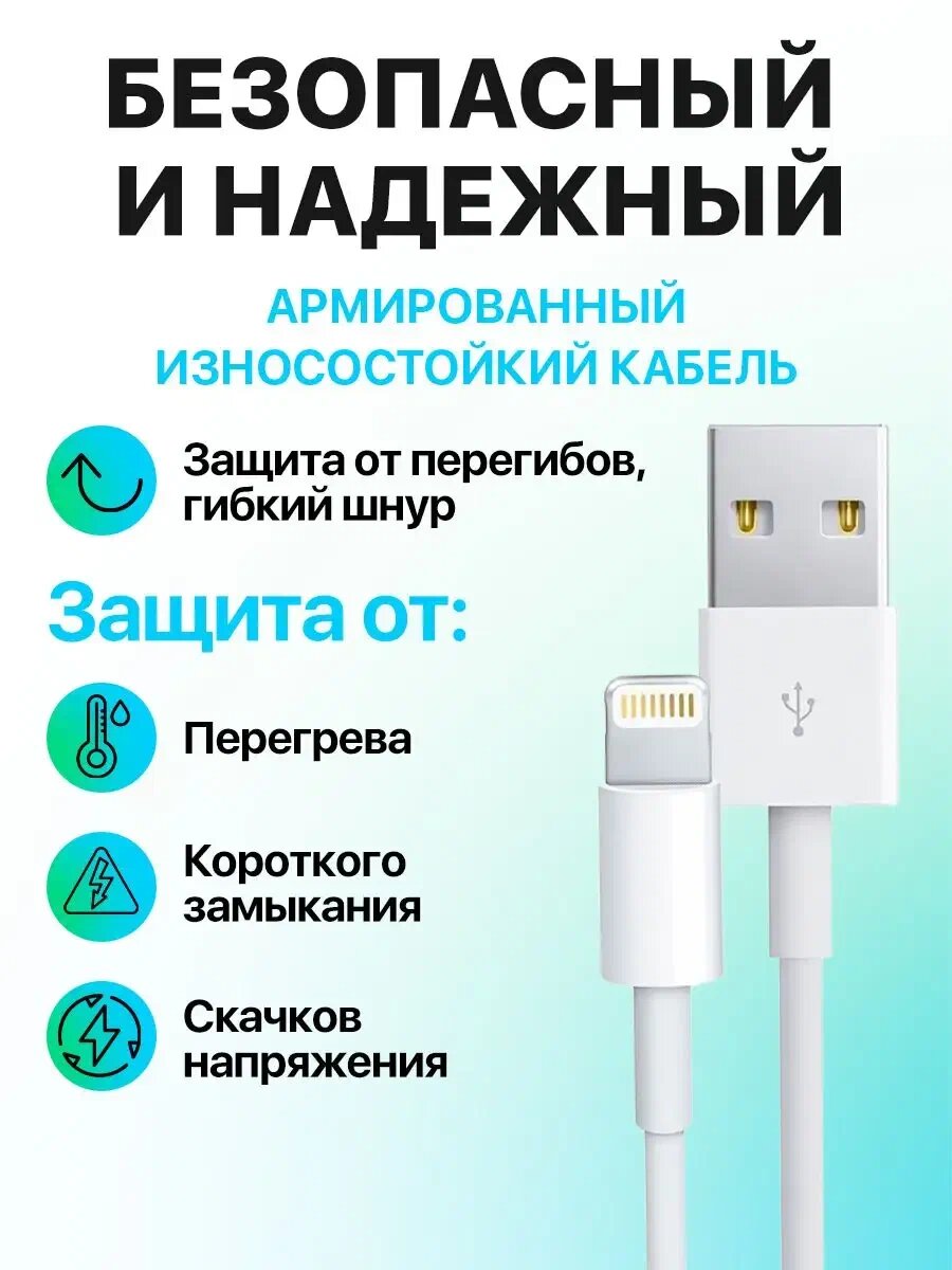Кабель USB-A Lightning 5A 1М/Нейлоновая оплетка/Для Iphone — фото 1