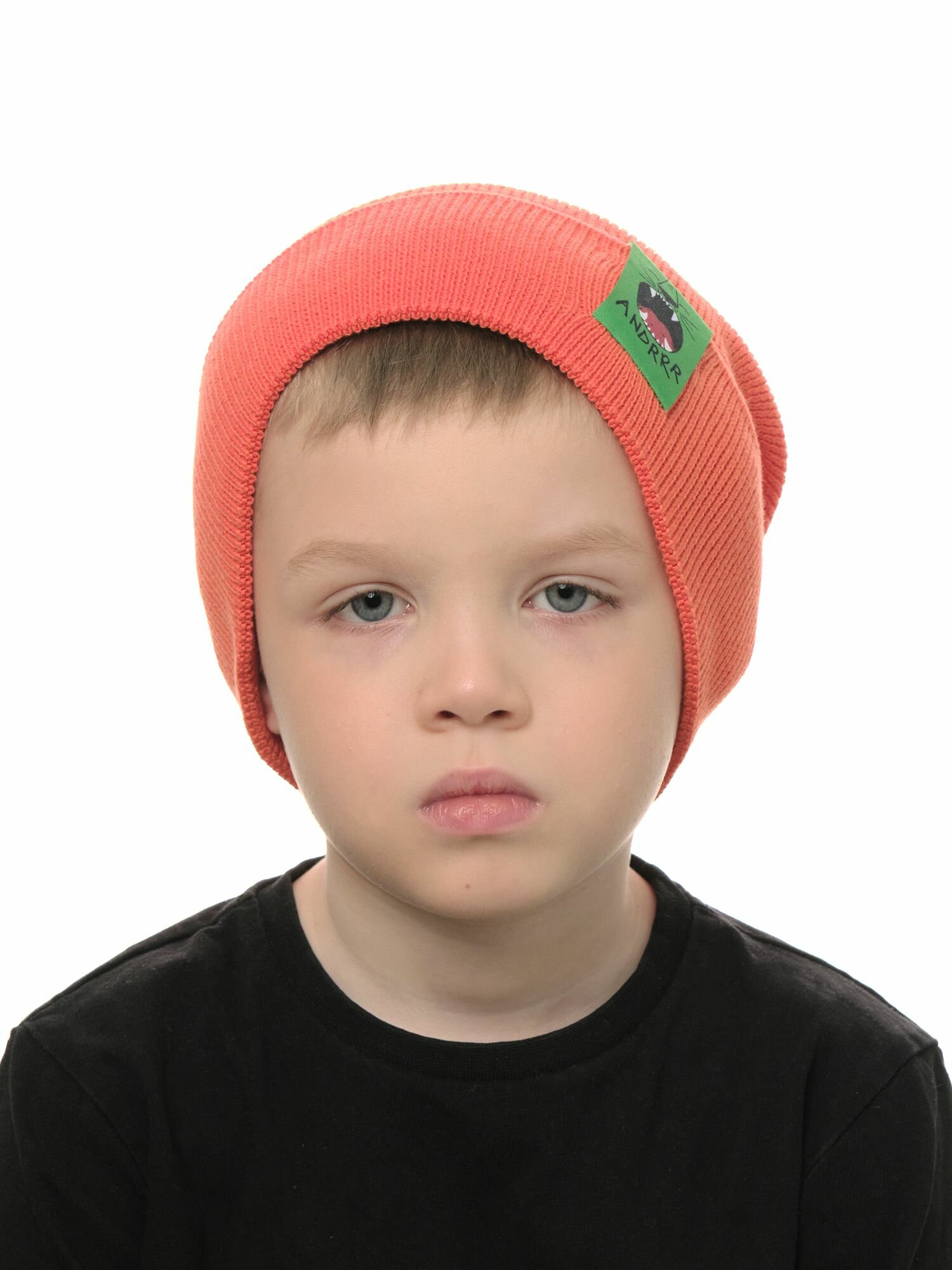 Шапка-бини Андерсен Весна-лето 2024 для мальчиков, размер 50-52, оранжевый — фото 1