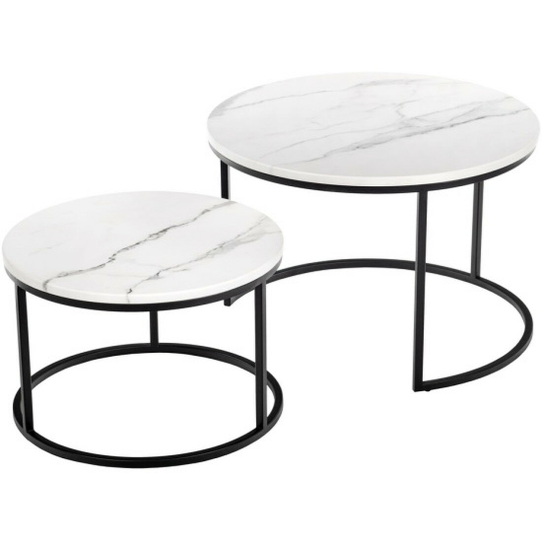 Набор кофейных столиков Bradex Home Tango белый мрамор с чёрными ножками 2шт