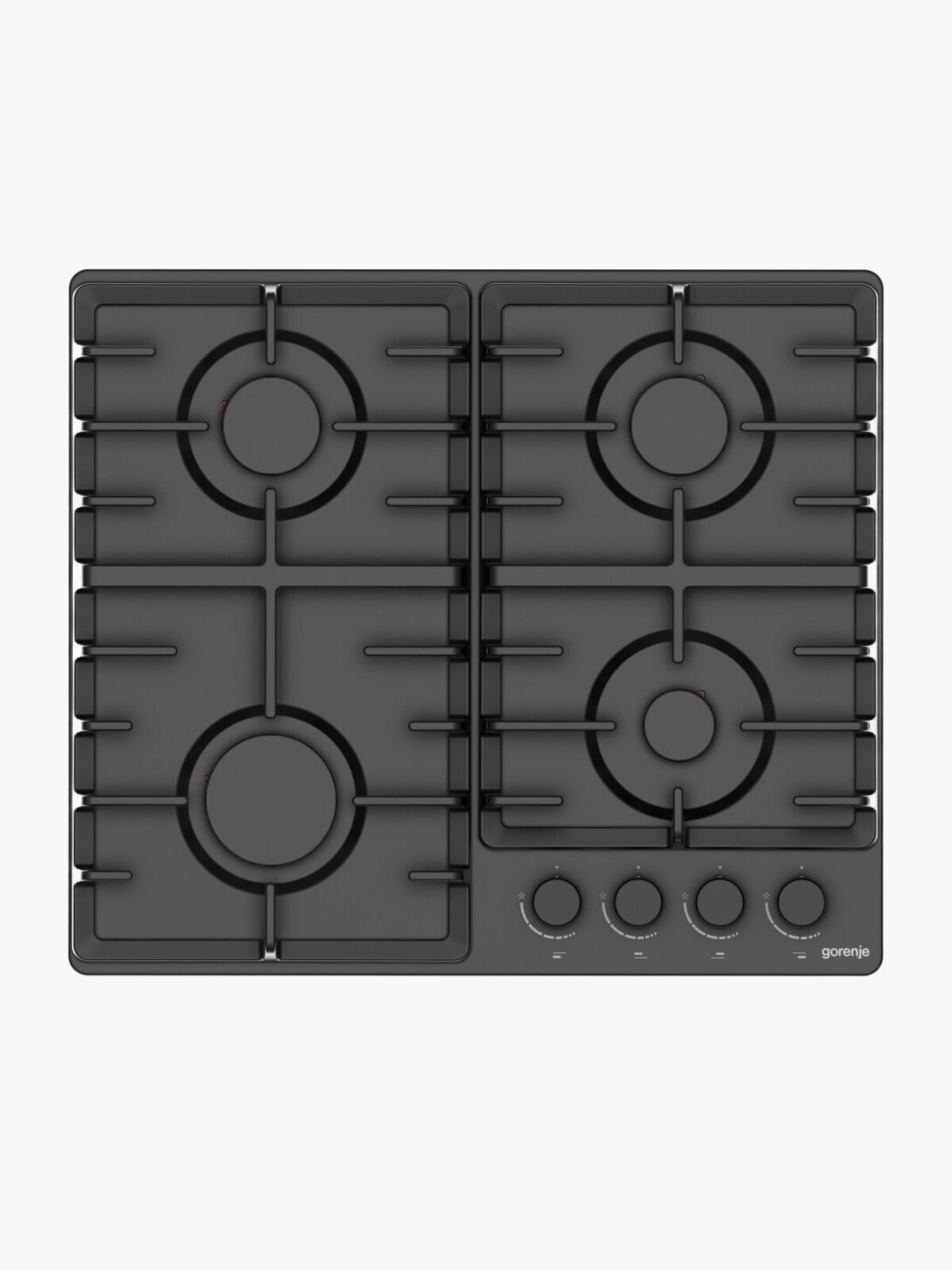 Газовая варочная поверхность Gorenje G641BHF встраиваемая, горелка ВОК, чугунные решетки, черная