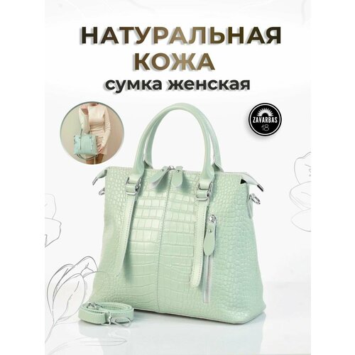 фото Сумка тоут , фактура под рептилию, зеленый zavarbas 18