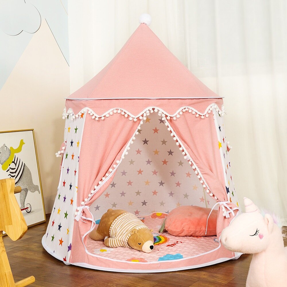 Палатка Maibei "Big Space", розовая со звездами, вигвам, 110*130