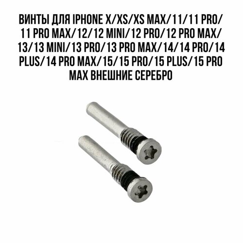 Винты для iPhone Айфон X, XS, XS Max, XR, 11, 12, 12 Pro , 13, 13 Pro, 14, 14 Pro, 15, 15 Pro , 15 Pro Max внешние (2 шт.) Серебро