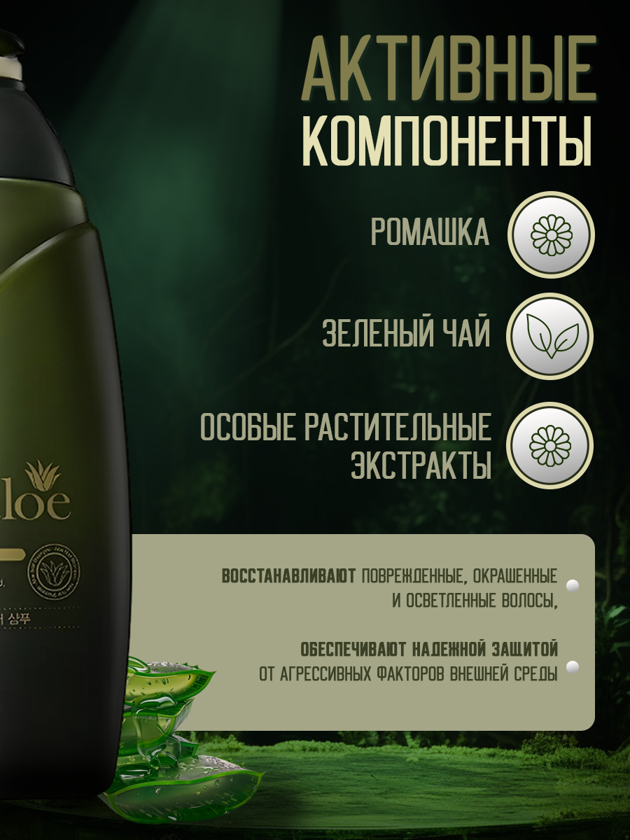 Изображение Шампунь для волос с алоэ Rosee Eco с натуральным экстрактом, питание и увлажнение, 760 мл Корея