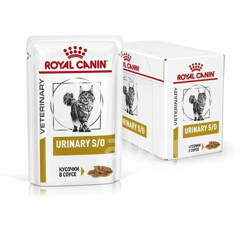 Royal Canin Urinary s/o влажный корм для кошек, 12 пакетиков 85 г (кусочки в соусе)