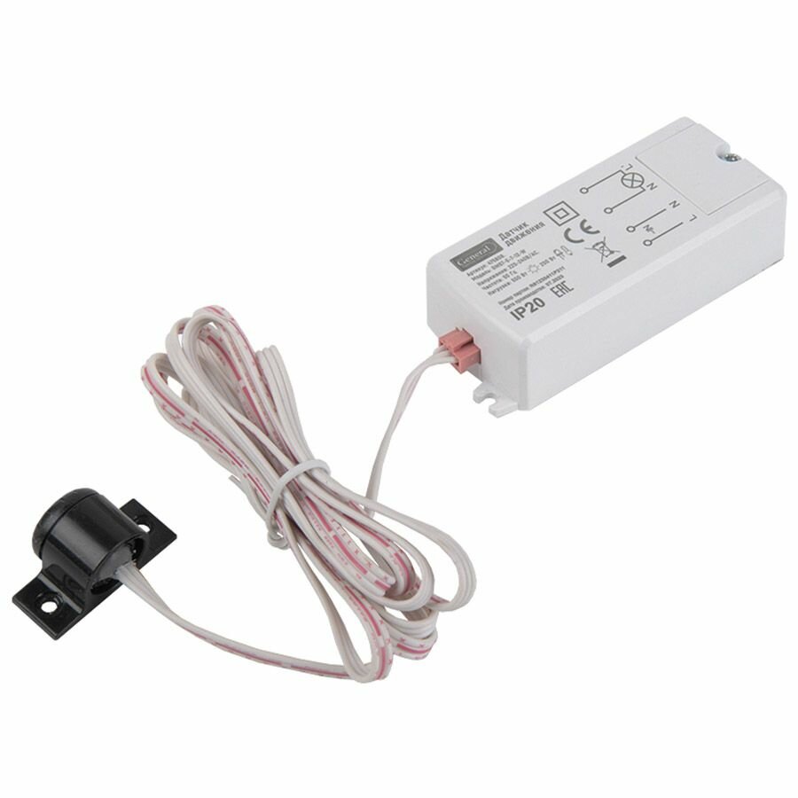 Датчик движения на взмах руки General Lighting Systems 475808, 7-12 мм, шнур 1,5 м, встраиваемый, белый, 500 Вт — фото 1