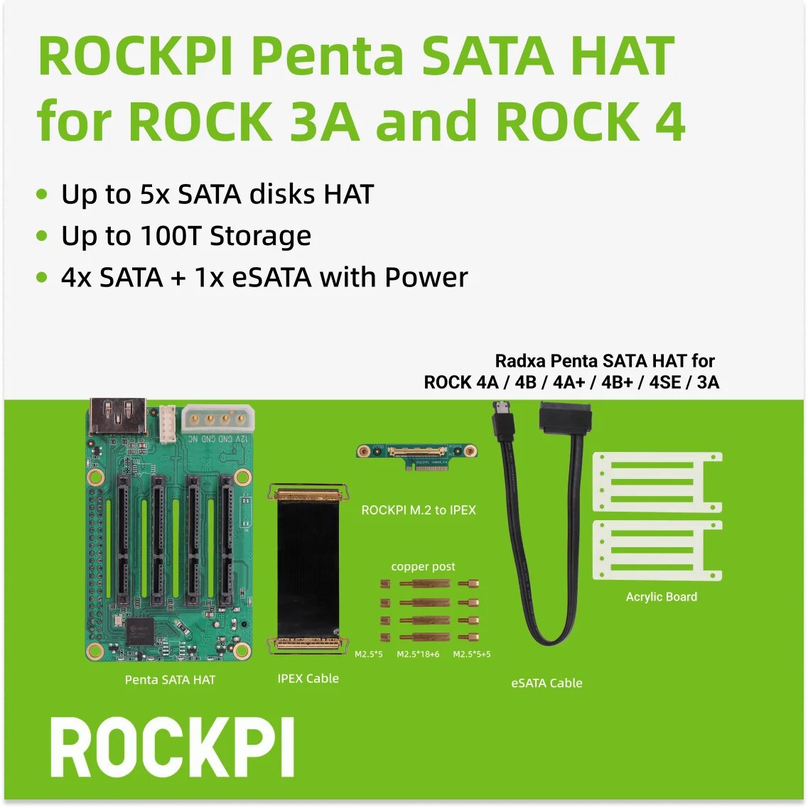 ROCKPI Penta SATA HAT для Radxa SBCs