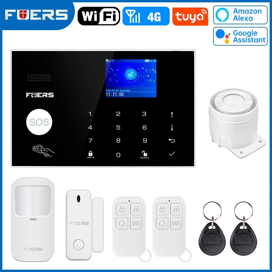 FUERS G34 Беспроводная охранная сигнализация, G34 4G Alarm Kit 1, вилка ЕС