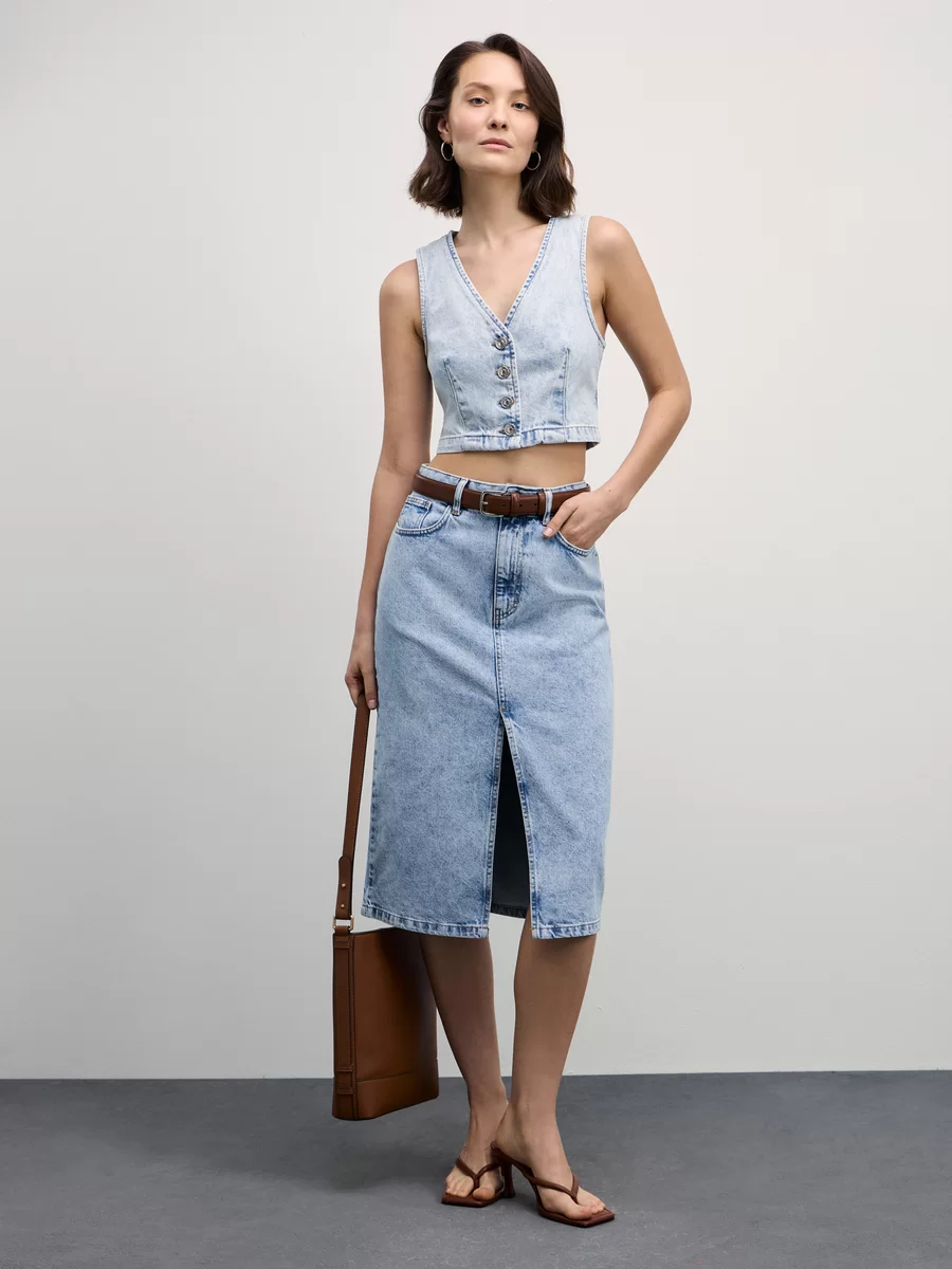 Юбка 1, размер 48/, голубой — фото 1