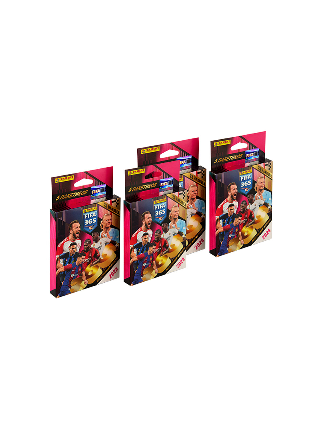 Наклейки для коллекционирования Panini FIFA 365 - 2024, 4 блистера, 100 наклеек