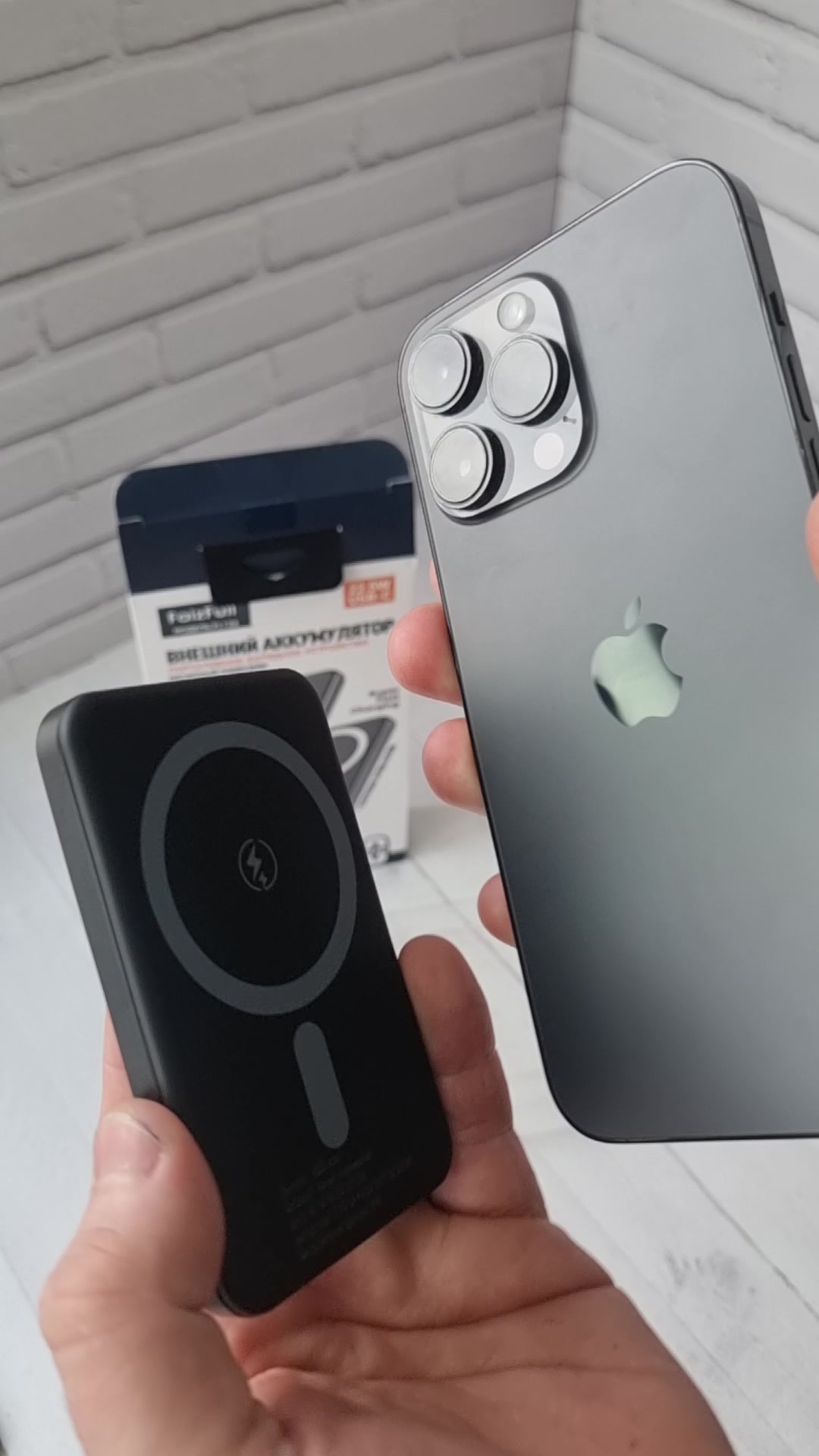 Повербанк MagSafe, 5000mAh, беспроводная зарядка, быстрая зарядка 22.5W, алюминиевый корпус, grey — фото 1