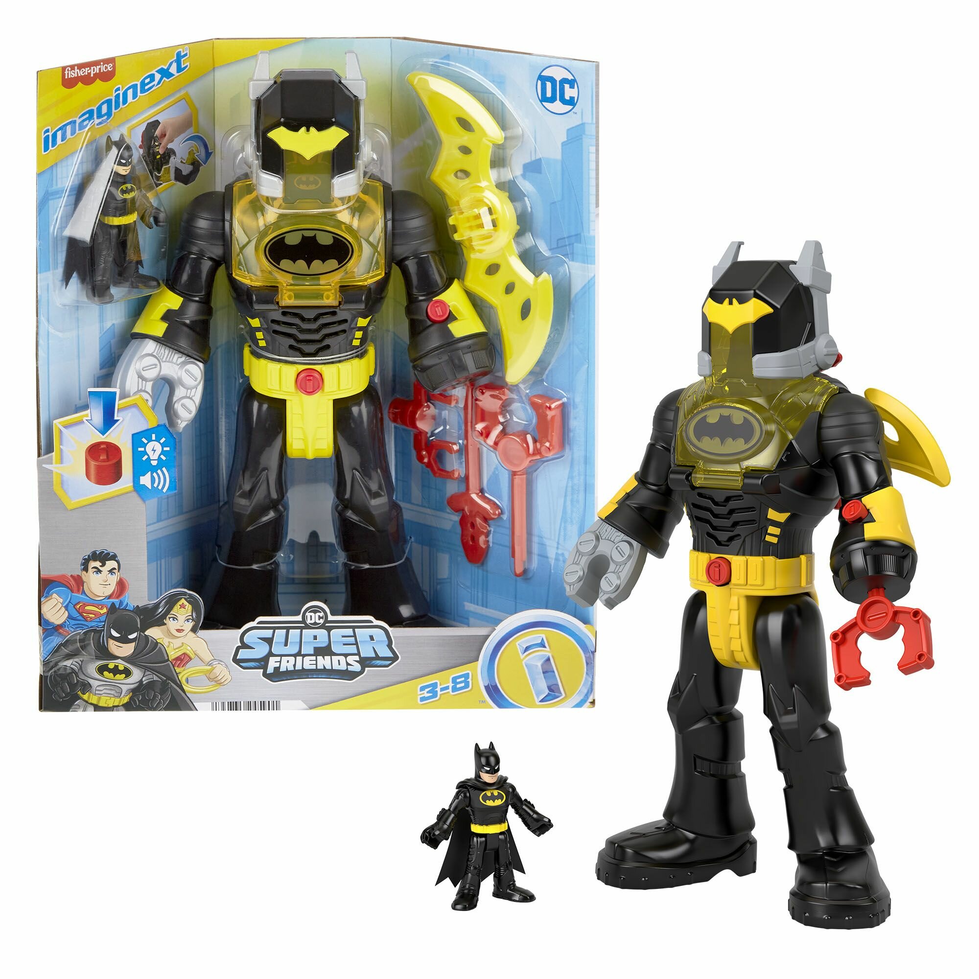 Игровой набор Fisher-Price Imaginext DC Super Friends - Интерактивный Экзо Робот + Фигурка Бэтмена - HYG31