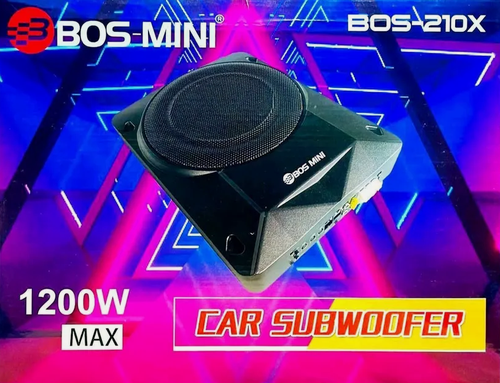 Изображение товара Сабвуфер автомобильный активный BOS MINI 1200W MAX динамик 10" (дюймов) 25 см, плоский со встроенным усилителем напольный под сидение автомобиля