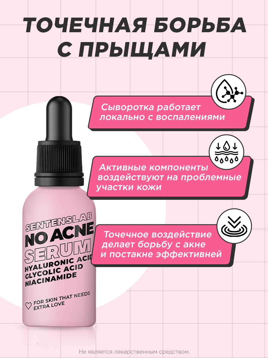Препараты От Угревой Сыпи SENTENSLAB /Сыворотка для лица с гликолевой кислотой ниацинамидом против прыщей акне угрей для проблемной кожи