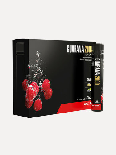 Изображение товара Энергетик гуарана с витамином С, В1, В6 и пантотеновой кислотой Maxler, 14 туб по 25 мл - Малина