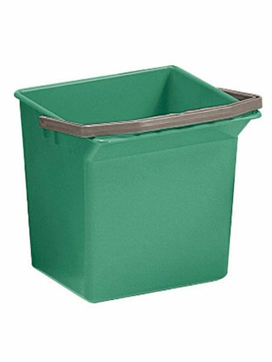 Ведро пластиковое TTS 6 л из полипропилена с ручкой и сливным носиком, прямоугольное, зеленое , Италия