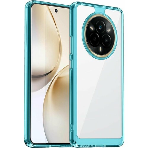 фото Чехол на realme 14 pro plus (14 pro+) пластиковый с силиконовой окантовкой бирюзовый new case