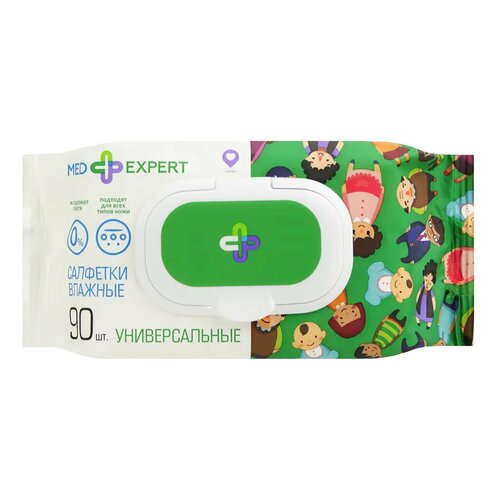 Med Expert Салфетки влажные универсальные с пластиковым клапаном 90 шт