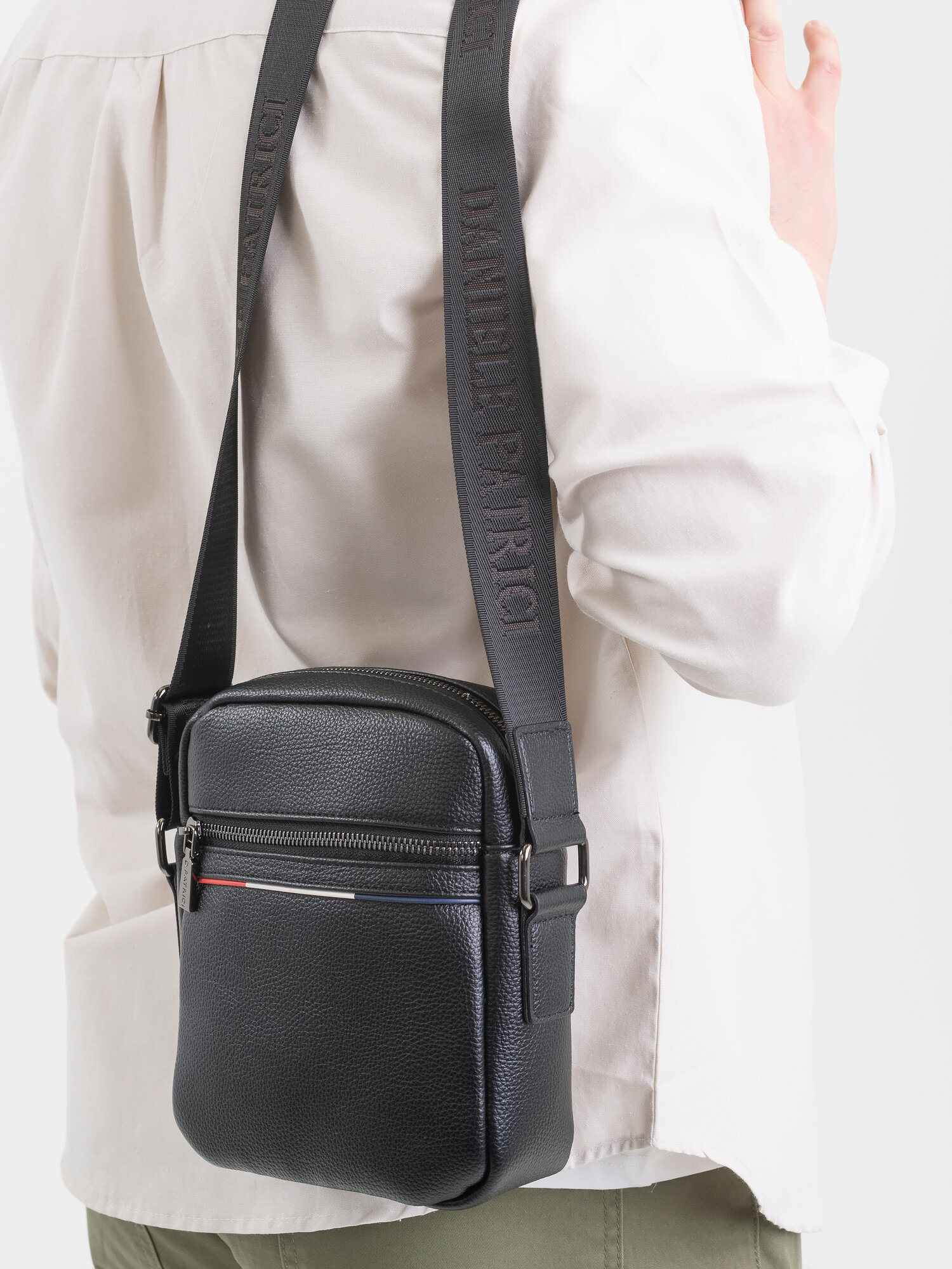 Сумка барсетка Daniele Patrici, фактура зернистая, черный — фото 1