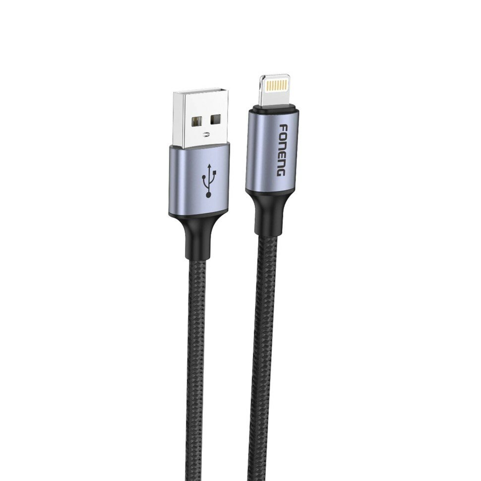 Кабель Type-C to Lightning Foneng X95 1.2M, 20W, нейлон (Black/Grey)
