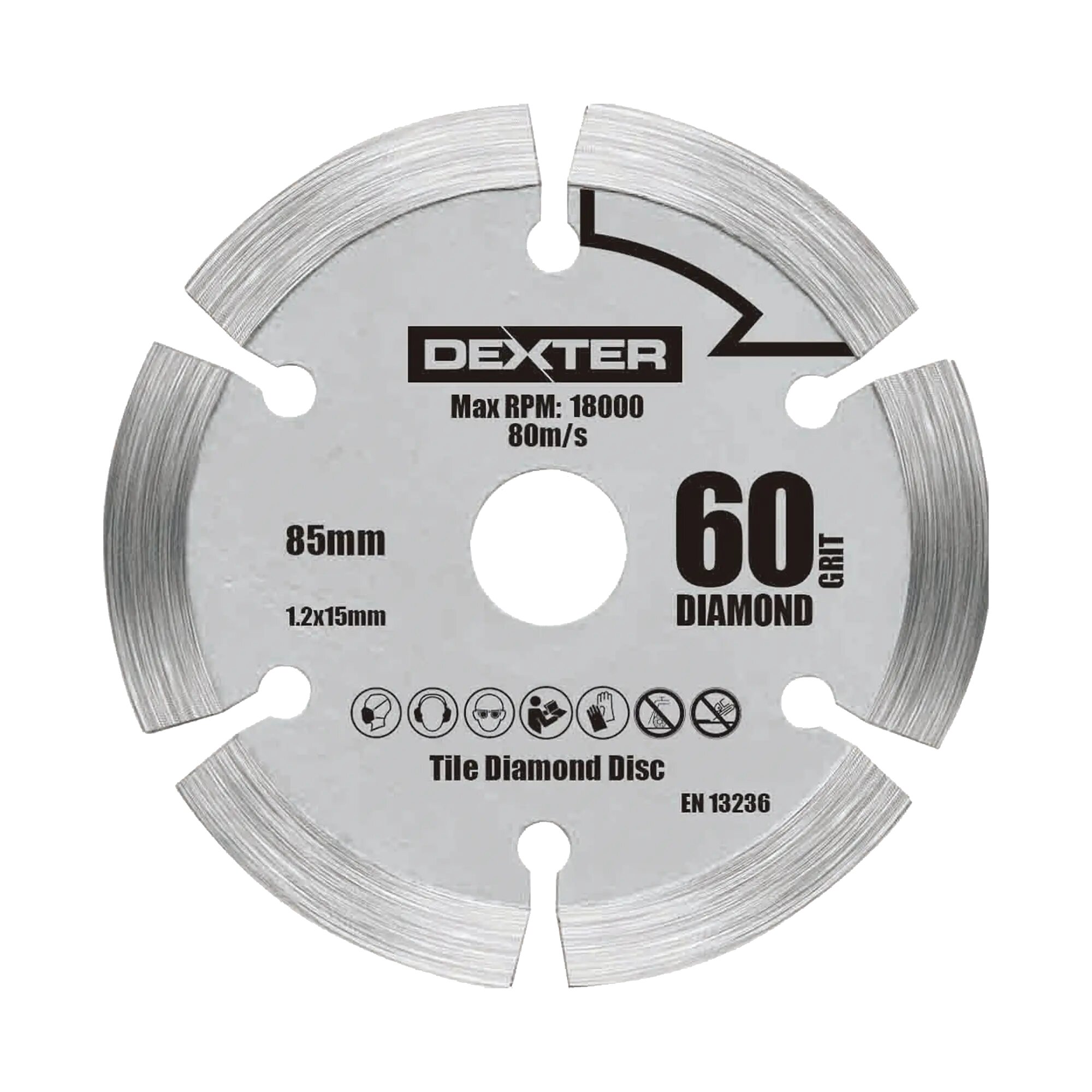 Диск алмазный по бетону и граниту Dexter HL-175 сегментный 85x15x1.2 мм