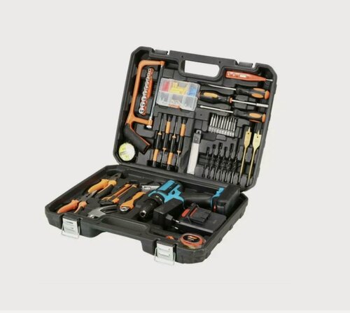 Изображение товара Набор столярно-слесарных инструментов, с дрелью, 48В, 2 аккум, в кейсе