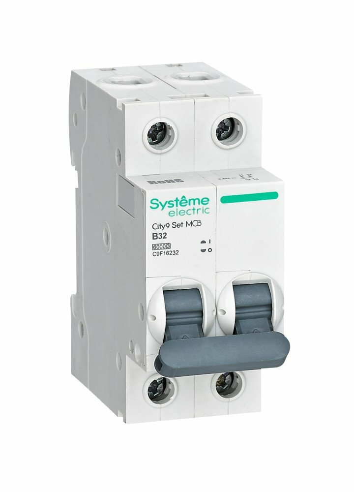 Systeme Electric City9 Set Автоматический выключатель (АВ) B 32А 2P 6kA 230В Systeme Electric арт. C9F16232
