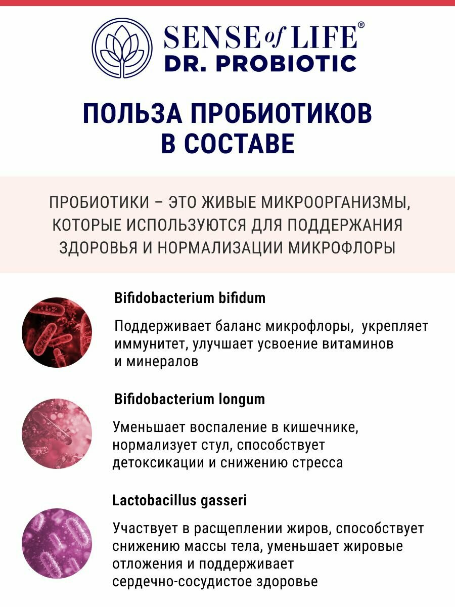 Изображение Снижение 4 метаболических факторов риска Dr. Probiotic "Доктор Пробиотик" SENSE OF LIFE, БАД к пище
