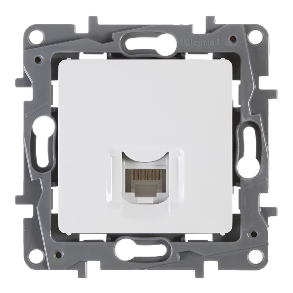 Компьютерная розетка Legrand Etika UTP RJ45 Cat 5, белый, встраиваемая, глянец, 1 пост