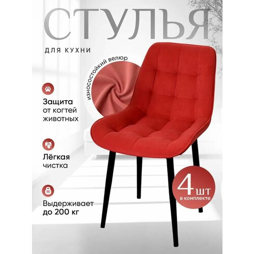 Стулья для кухни комплект 4 шт Бентли, коралл