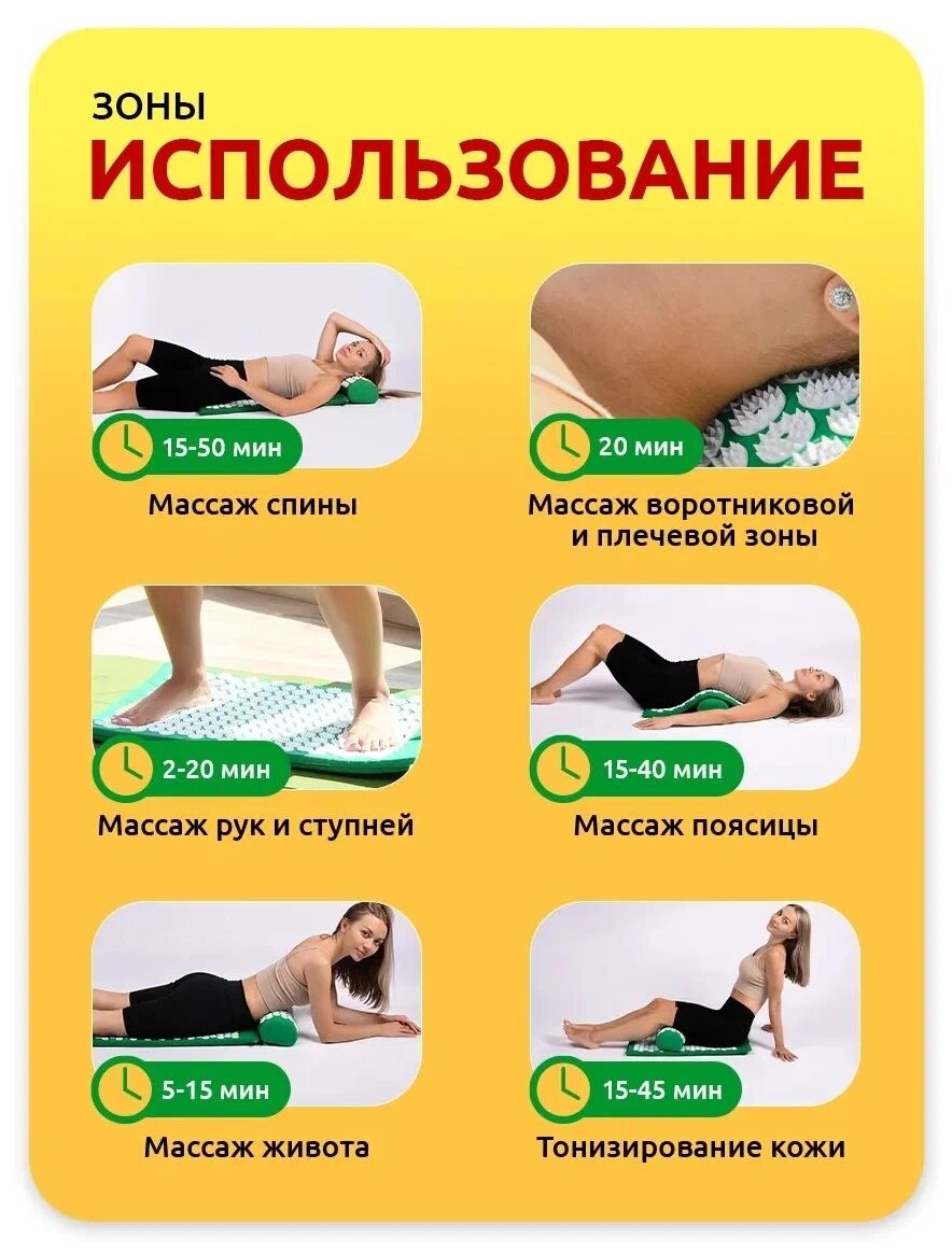 Массажер коврик для тела, аппликатор Кузнецова, акупунктурный-игольчатый — фото 1