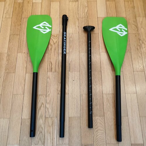 Весло Skatinger салатовое двухлопастное для SUP-доски, каяка