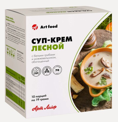 Изображение товара АртЛайф Суп-крем Лесной С курицей, белыми грибами и плодами можжевельника, обогащен антиоксидантами
