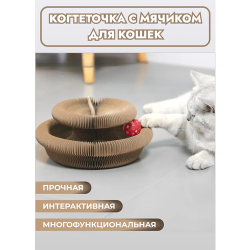 Интерактивная Игрушка-когтеточка для кошек. Когтеточка с красным мячом картонная