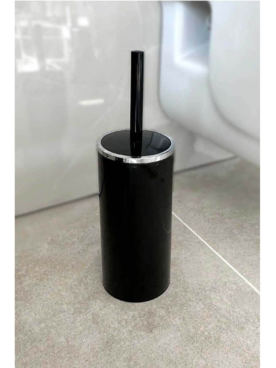 Туалетный ершик Primanova, черный, пластик, с подставкой, 11x11x35см