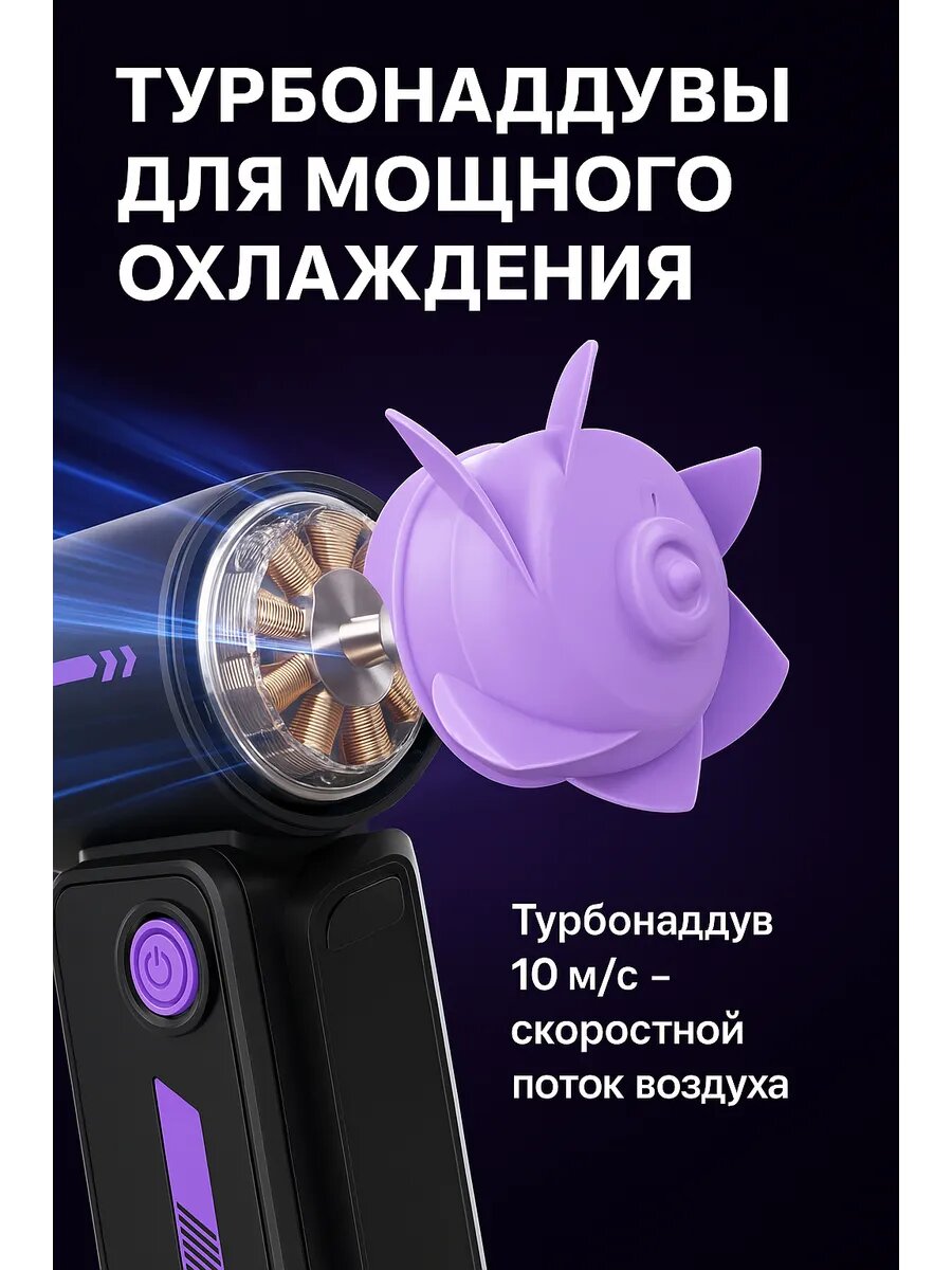 Мини вентилятор ручной с дисплеем, портативный — фото 1