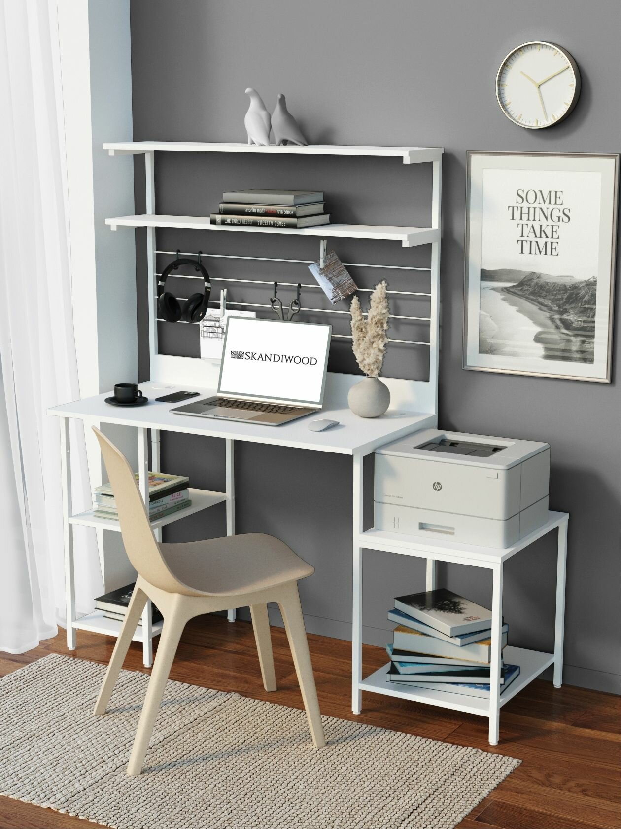 Стол письменный с полками компьютерный рабочий для взрослых и учёбы школьника в стиле лофт 140 х 50 х 150 см