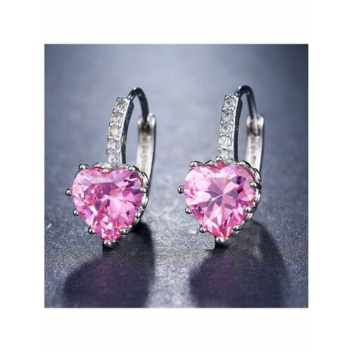 фото Серьги be self true, фианит, серебряный, розовый