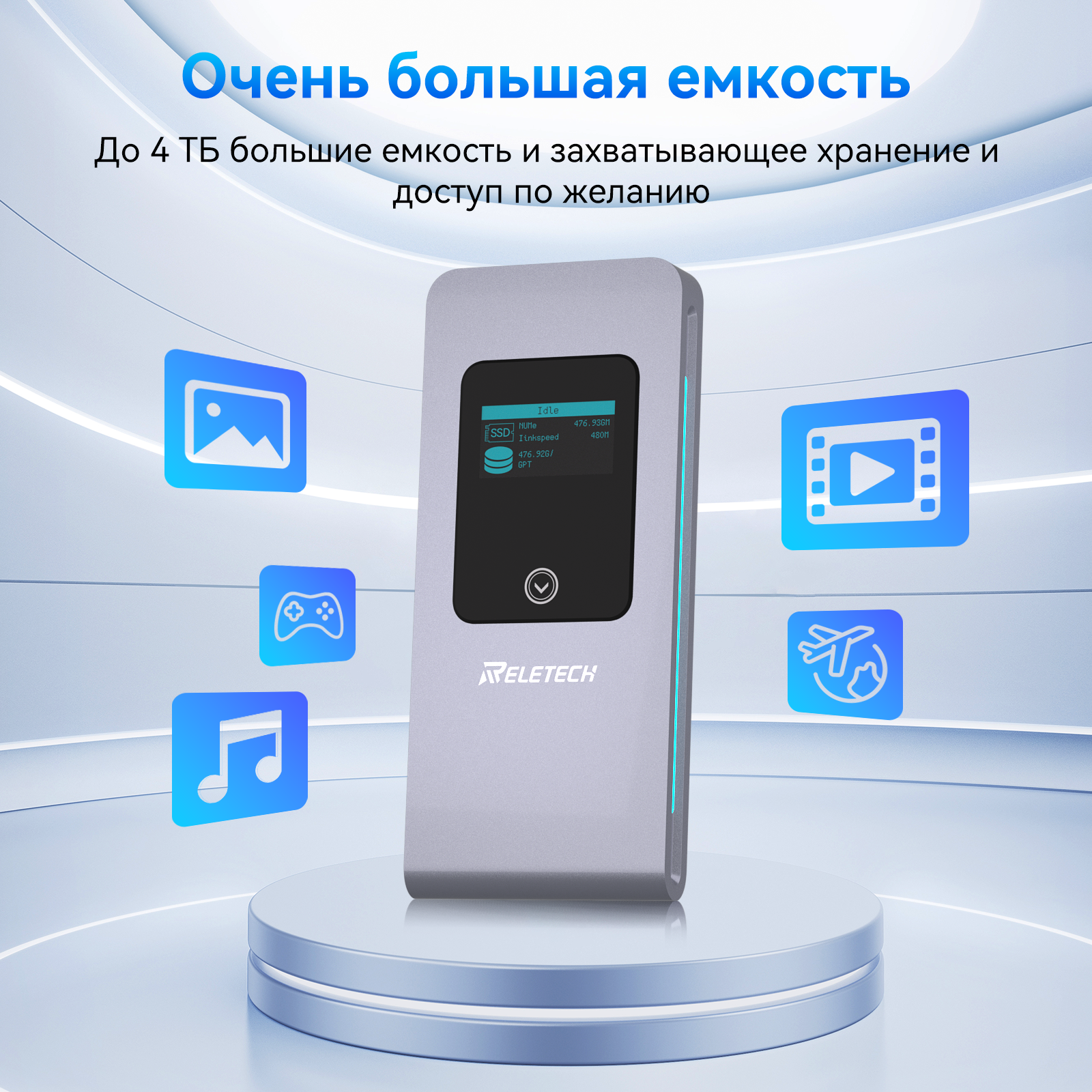 Высокоскоростной USB-C 10Gbps Бокс для SSD M.2 NVMe с Дисплеем, Подходит для ноутбуков, настольных компьютеров, мобильных телефонов, планшетов, игровых консолей — фото 1