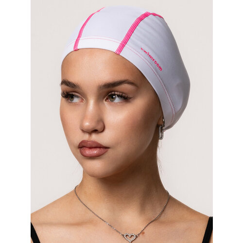 Тканевая шапочка для плавания / бассейна SwimRoom “Lycra”, размер 56-60, цвет белый/розовый