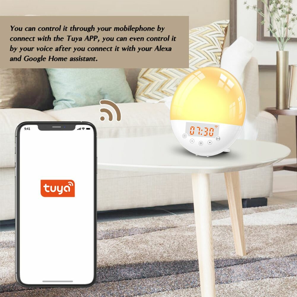 Устройства Для Улучшения Качества Сна Tuya WiFi Интеллектуальный световой будильник Интеллектуальный будильник LED 7 -sz