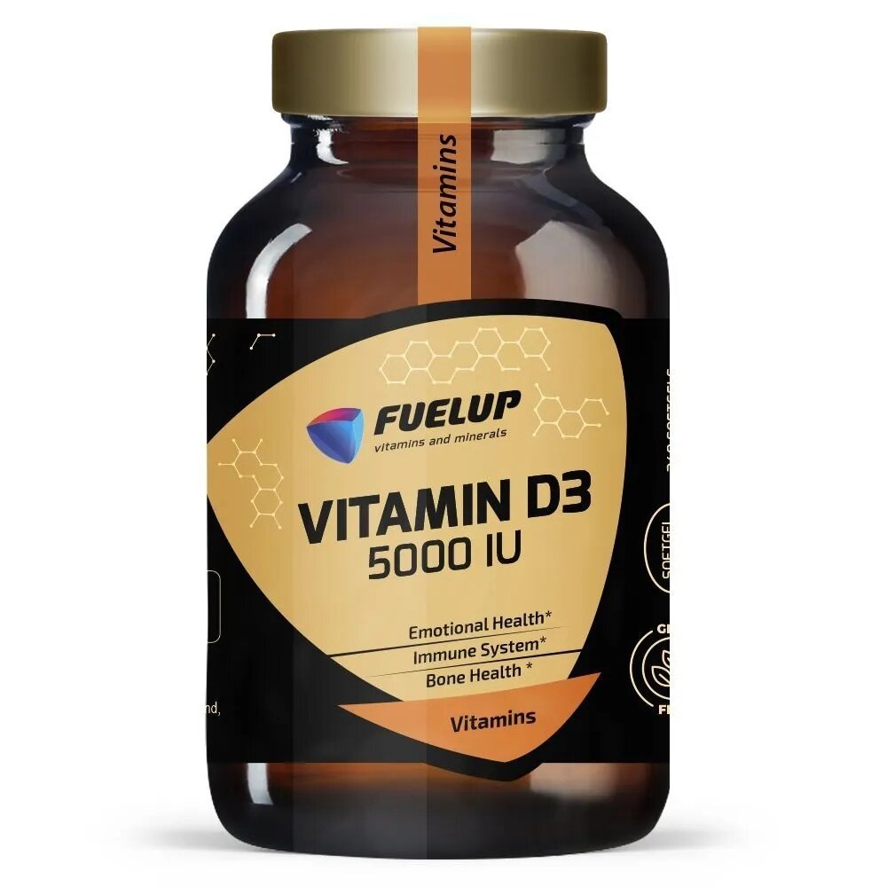 Витамин Д3 5000 ед Vitamin D3 120 софтгель FuelUP стекляная упаковка