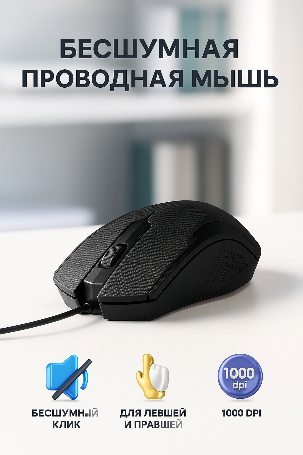 Проводная мышь, игровая Fumiko, для геймеров, бесшумная компьютерная мышка, для левшей, для правшей
