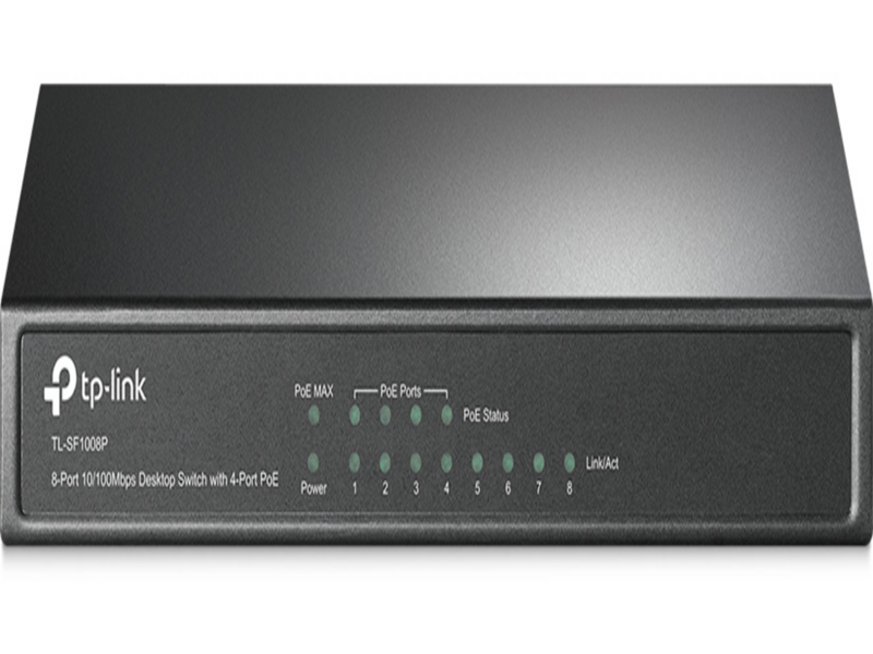 Коммутатор коммутатор/ 8-port 10/100M PoE Switch 8 10/100M RJ45 ports including 4 PoE ports steel case