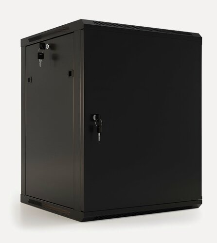 Изображение товара Шкаф монтажный Hyperline TWB-0645-SR-RAL9004 19", 6U, 367x600х450 мм, металлическая дверь передняя, black